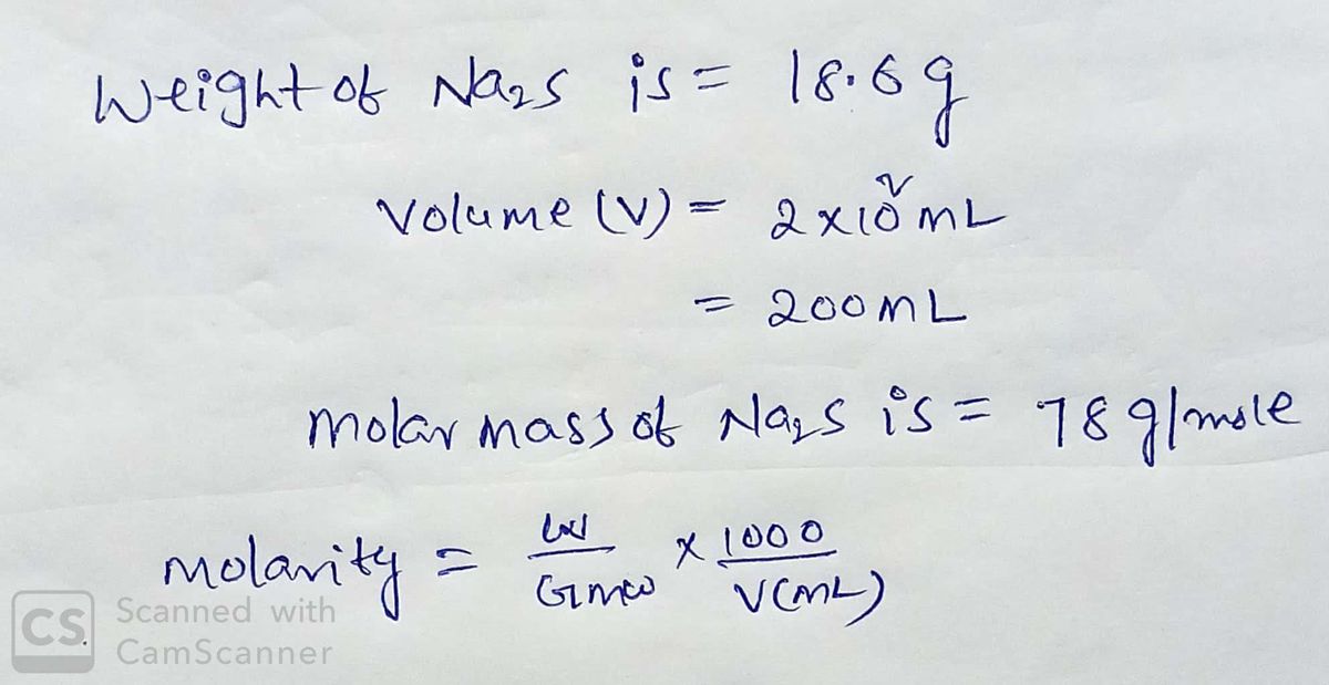 Chemistry homework question answer, step 1, image 1